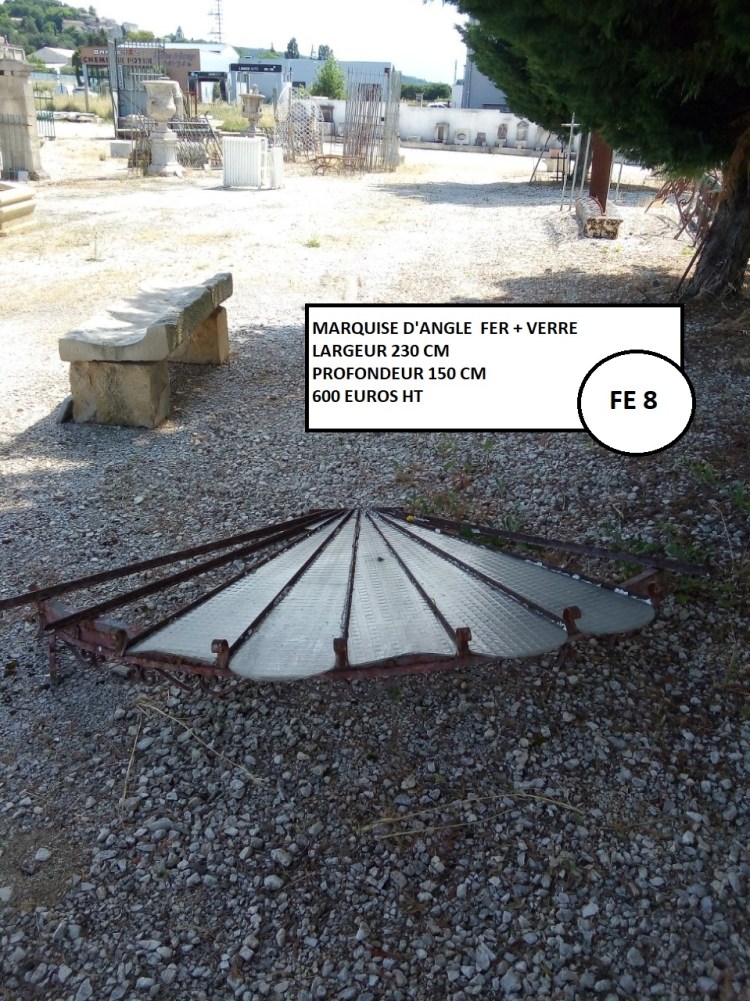 Marquise d'angle en fer + verre